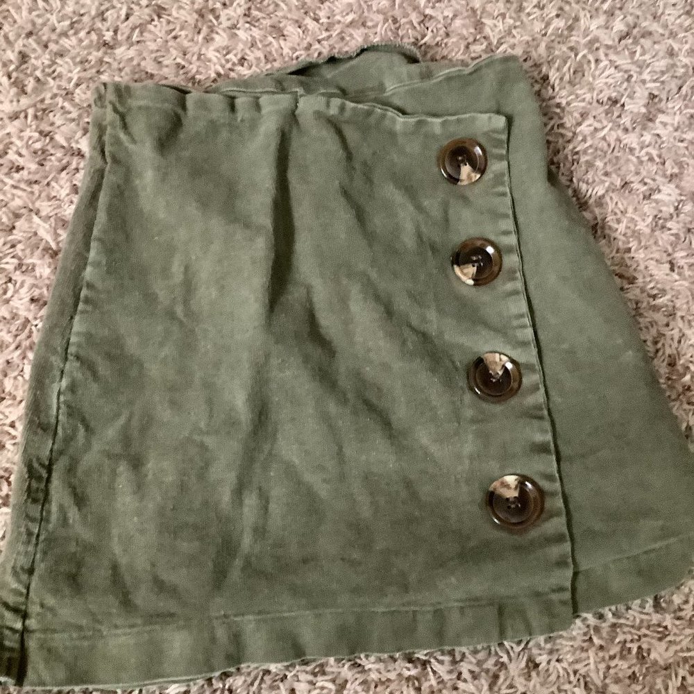 altar'd state olive green button skirt